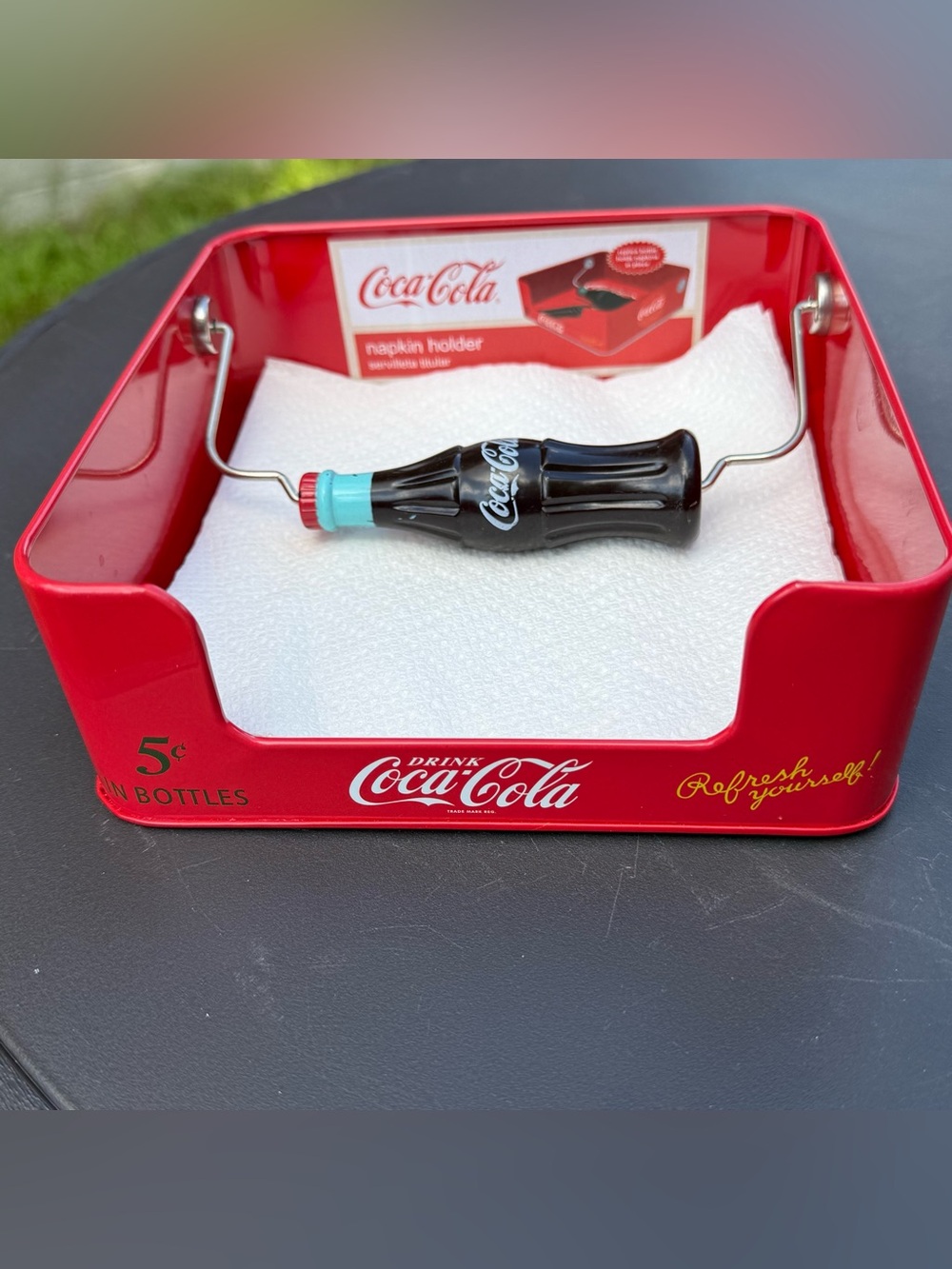 Retro Coca-Cola Advertising Tin Square Flat Napkin Holder Vintage 6.5x6.5x2.25โ - Picture 12 of 14
